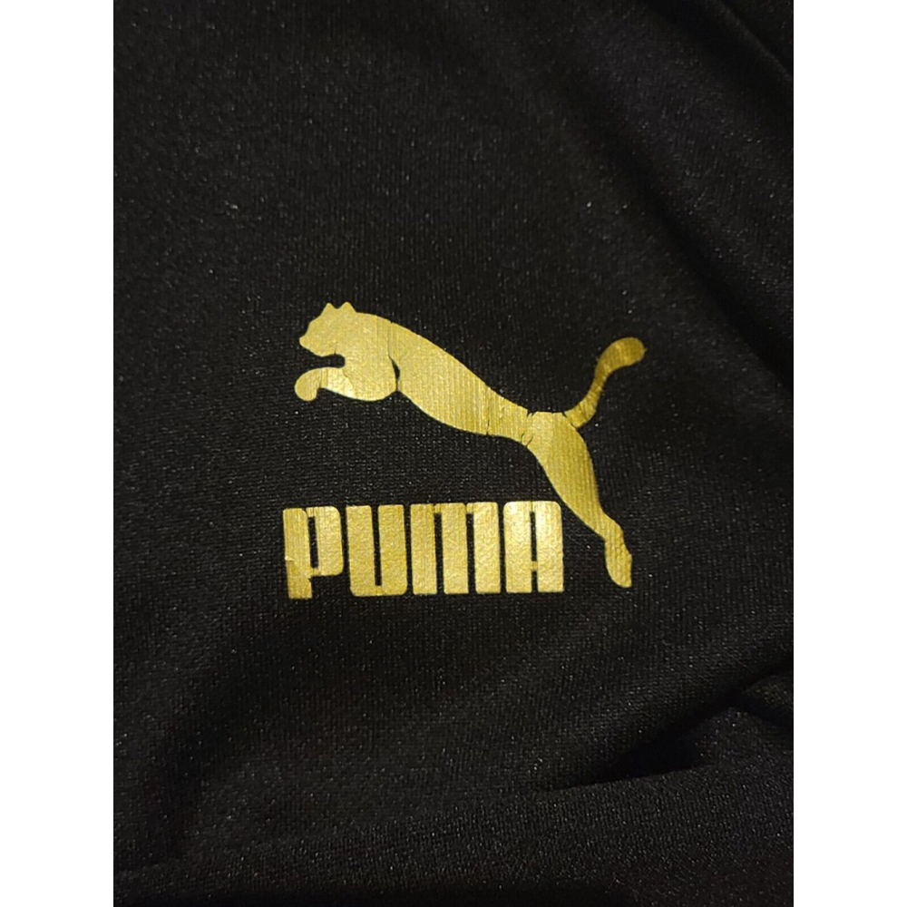 Puma T7 Black Track Jacket Full Zip Gold Foil Branding Front Zipper Pockets Rare - Picture 10 of 16